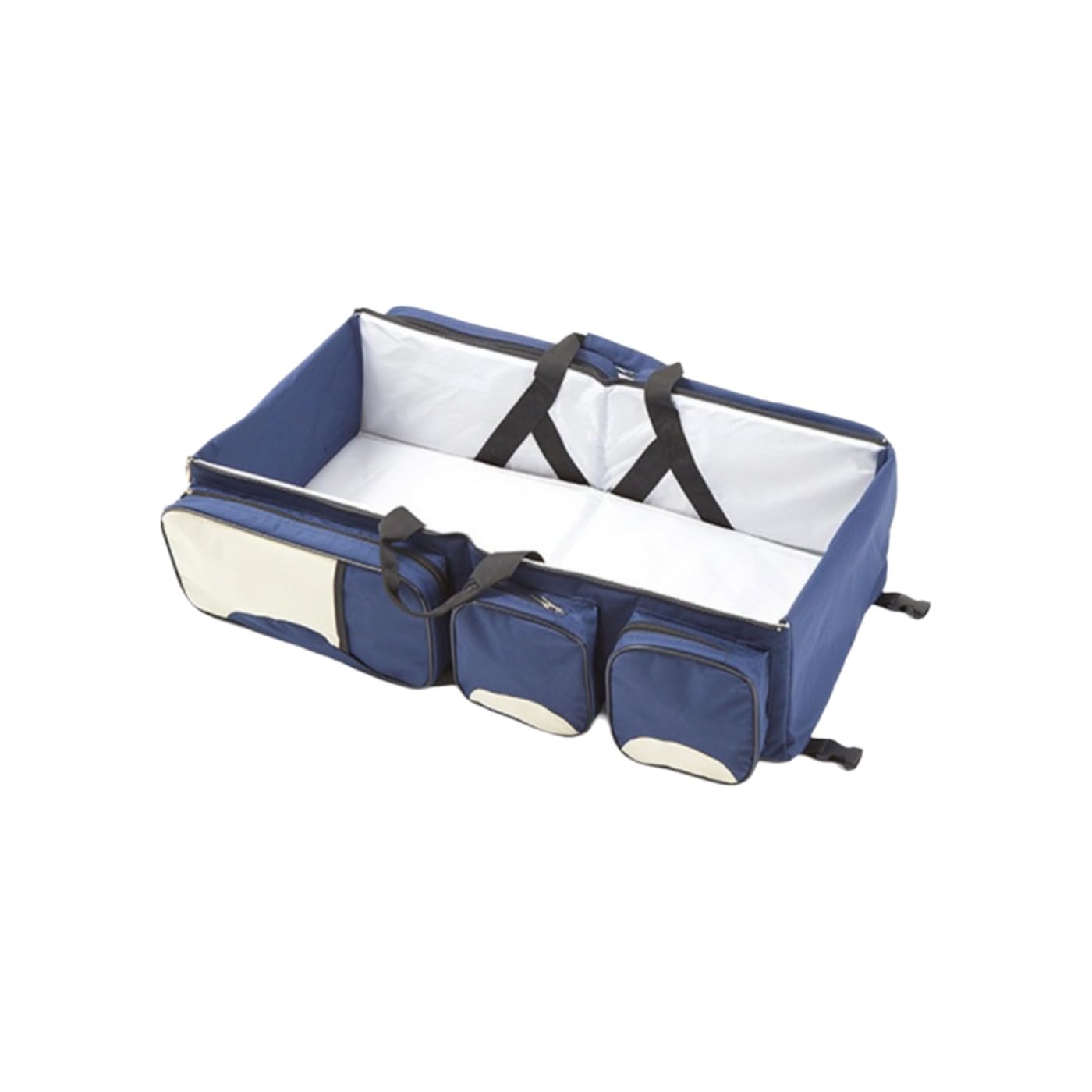 3-in-1 tragbare Wickeltasche mit faltbarer Wickelstation – multifunktionaler Babypflege-Organizer mit Aufbewahrungstaschen, reisefreundlich (blau)