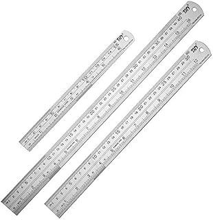 3 Pcs Stainless Steel Ruler, Metal Ruler Set(15cm/30cm/40cm Ruler) with Hanging Hole & Straight Edge, Precision Metal Rulers with Metric & Imperial Precision for Measuring/Engineering/Drawing/Teaching