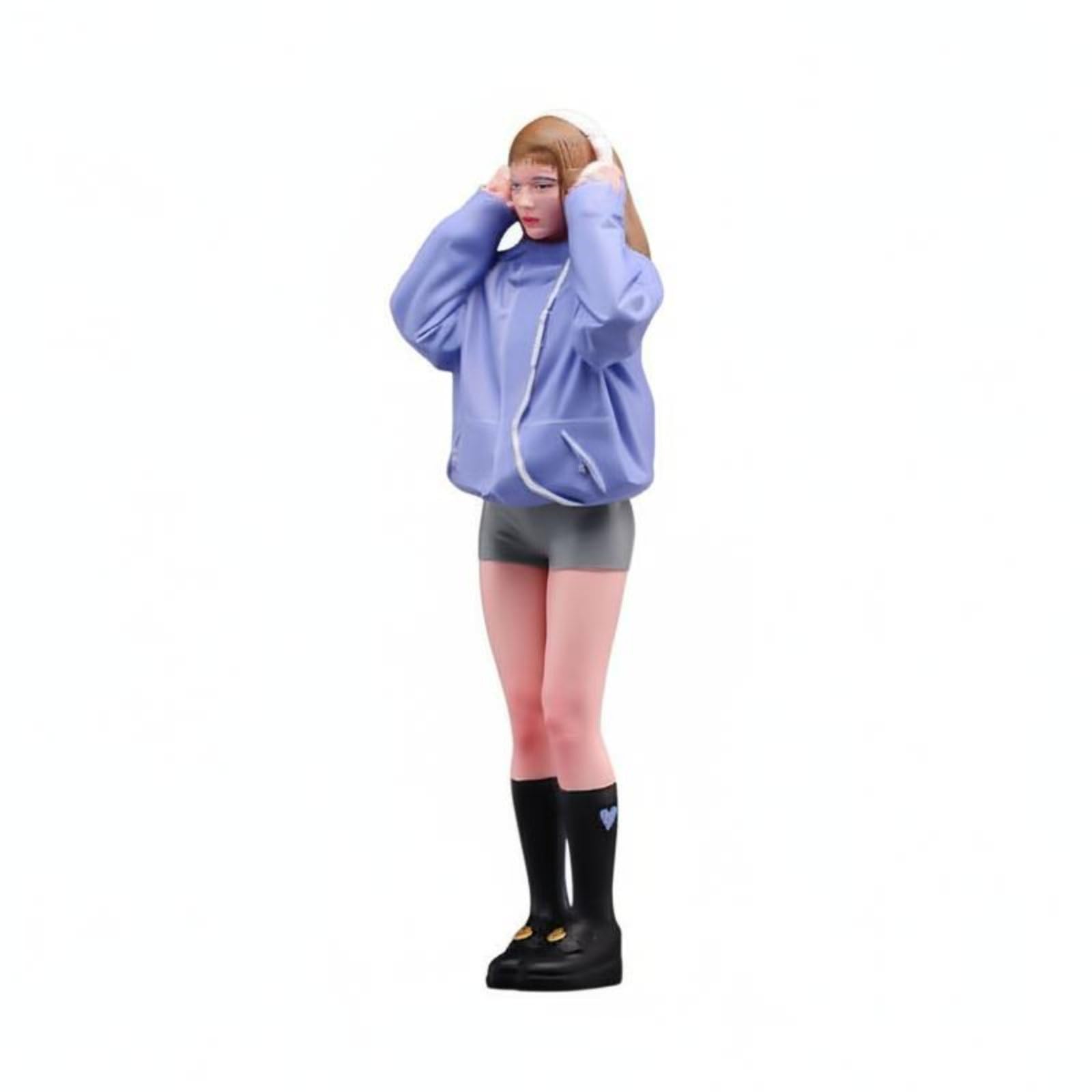 Figura in Miniatura Dipinta Ragazza con Cuffie Statuetta Personaggio Modellino Resina con Scultura Dettagliata Moderna Adatta a Esposizione Collezione Scenari di Modellismo Studio Libreria