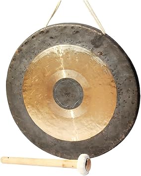 Chinese Gong Vintage Gong, Brass Gong Chinese Traditional Percussion Instrument Large Gong, Gong for Yoga Meditation & Sound Healing, With Free Rope & Hammer50CM/19.6INCH