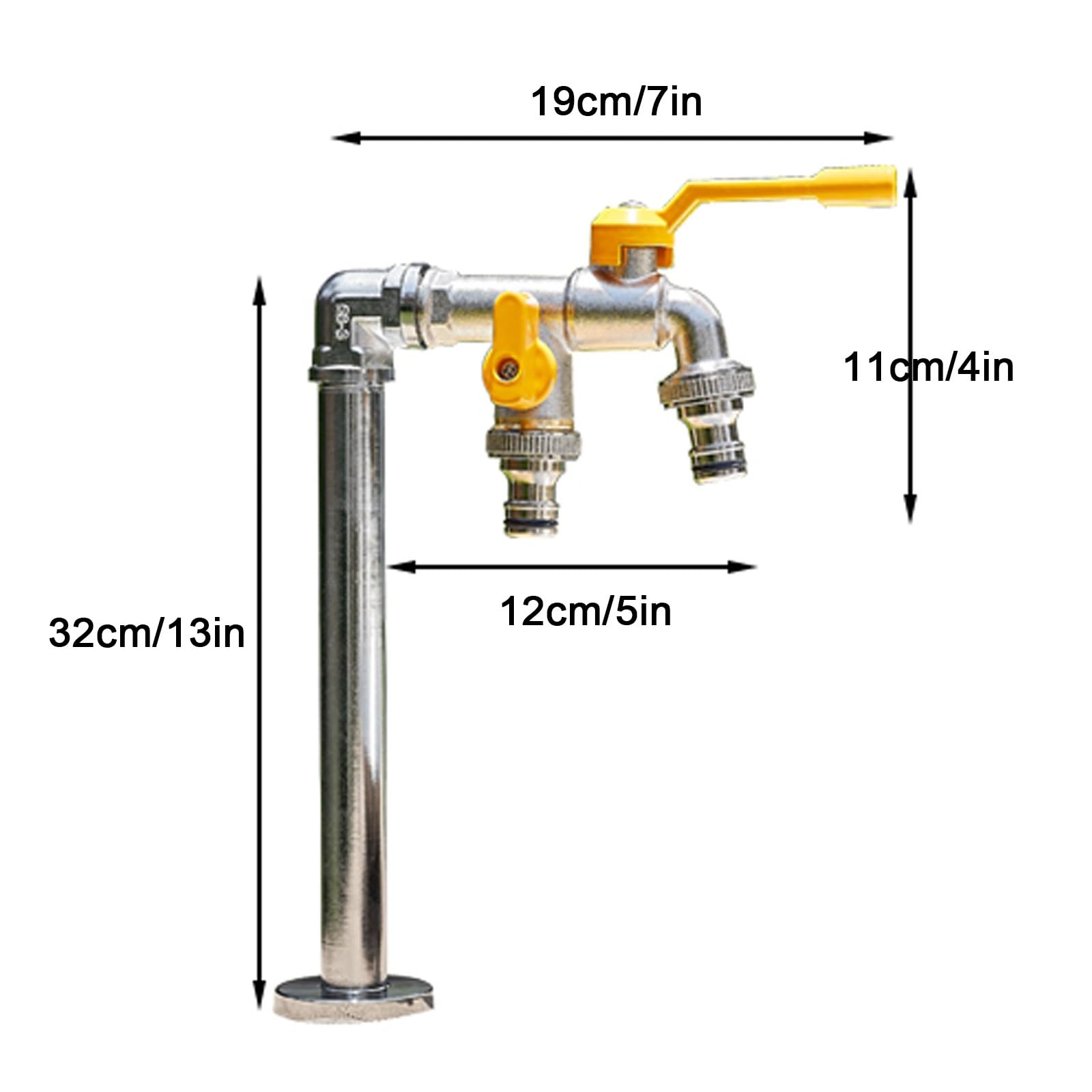 Rubinetto da esterno interamente in rame, colonna, in ottone, per irrigazione del giardino, design antigelo resistente al freddo e al gelo, 32 cm