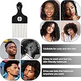 4 Pcs Hair Pick For Black Men Stainless Steel Afro Pick Set Fist Design Essential Hairdressing Styling Tool Wide Tooth Comb Salon Using Black Metal Afro Combs For Hair Styling For Natural Curly - Image 4