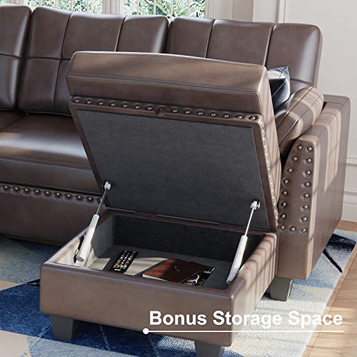image for HONBAY Faux Leather Sectional Sofa Couch Set L Shaped Couch Sofa Set f