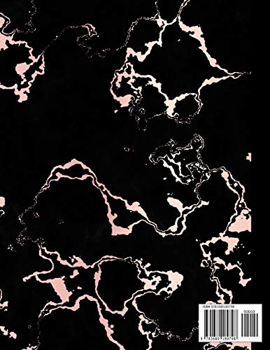Composition Notebook: Trendy Black Marble and Rose Gold | 100 Wide Ruled Pages | 8.5 x 11 | Journal for Children, Kids, Girls, Teens And Women (School Essentials) image 4