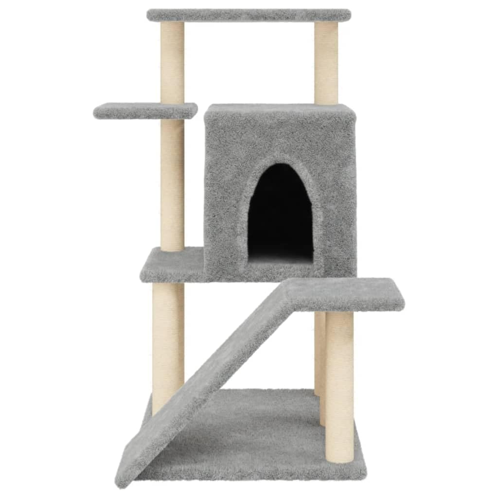 Homgoday Tiragraffi per gatti con tiragraffi in sisal, grigio chiaro, 97 cm, torre tiragraffi multilivello con scala e condomini, centro attività per gatti da interni, tipo 1