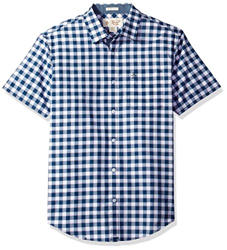 Original Penguin Men's Short Sleeve Uneven Gingham Shirt with Spade Pocket in Lawn