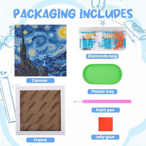 Image of PATPAT DIY Diamond Painting Art Kit for Kids 7 inches Aesthetic Starry | Night Diamond Painting Art with Frame DIY Diamond Painting Art Desk Decoration Craft Gift for Kids