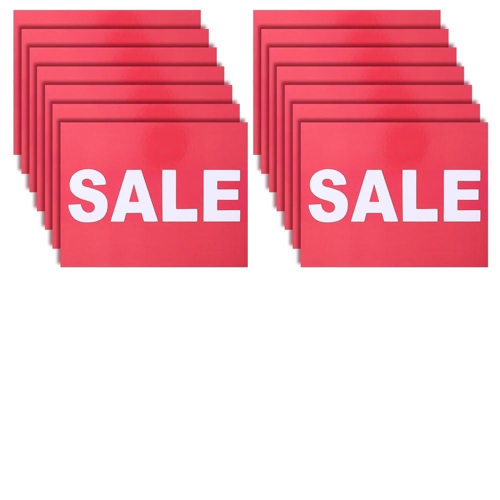 HOBBIESAY 16Pcs Sale Signs 7.09 × 5.51Inch Card Stock Sale Tags Red White Print sale Display Stickers Paper Display Cards for Outdoor Indoor Advertising Business Marketing Store Office