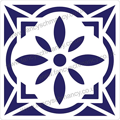 Mediterranean No.2 Tile Crafting Stencil Washable Reusable Mylar (10cm)