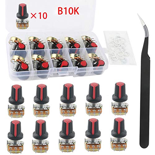 RUNCCI-YUN potenciómetro 10k kit de potenciómetro rotativo cônico, eixo WH148 3 Pin 15 mm com porca e anel de ferro e pinças antiestáticas