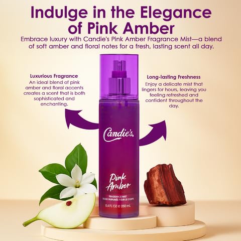 CANDIE'S Pink Amber Fragrance Mist - Sweet, Long-Lasting Perfume for Women, Luxurious All-Day Freshness, Ideal Body Cologne for Ladies, Feminine Scent, Lasts All Day, Must-Have Fragrance, 8.4 fl oz - Image 6