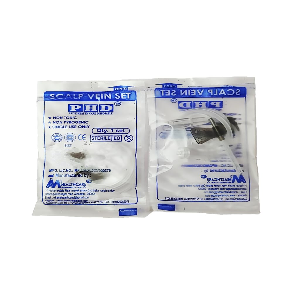 Scalp Vein Set/Butterfly Needle Set | Sterile EO, Single Use Infusion Set | Soft Tubing, Color-Coded Wings | For Blood Collection, IV Infusion & Medical Use (22G (Black) - 25 Pieces)-image-32