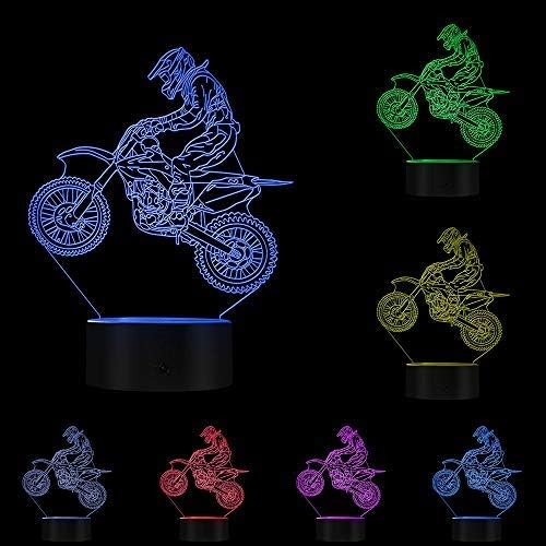 The Geeky Days Dirt Bike 3D Illuminated Display Desk Lamp Motorcross Bike Modern Night Light with Color Change Gift for Freestyle Motorcross Bikers