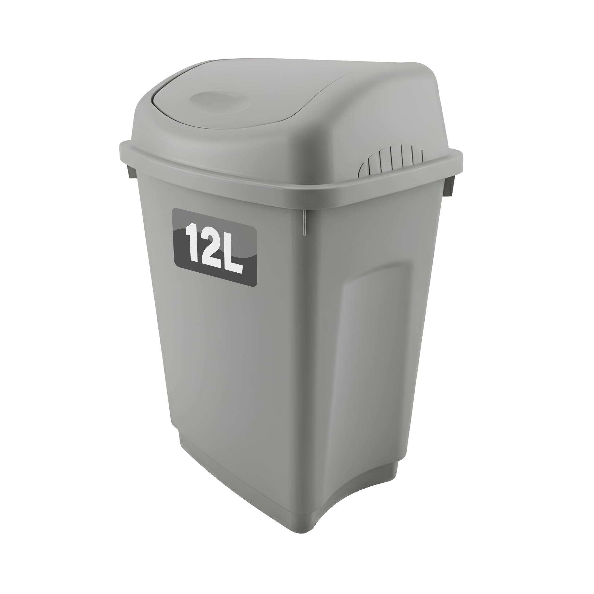 Optimal Products 12 Litre Plastic Swing Bin 50 25 12 Litre Home/Office/Kitchen Rubbish Waste Dustbin Trash Swing Lid Bin Garden Garage Recycle Waste Bins Silver