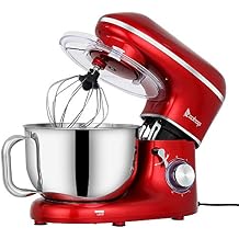 ZOKOP Stand Mixer,6.5-QT 660W 6-Speed Tilt-Head Food Mixer, Kitchen Electric Mixer with Dough Hook, Wire Whip & Beater 2 Layer Red Painting 6.5QT, Red