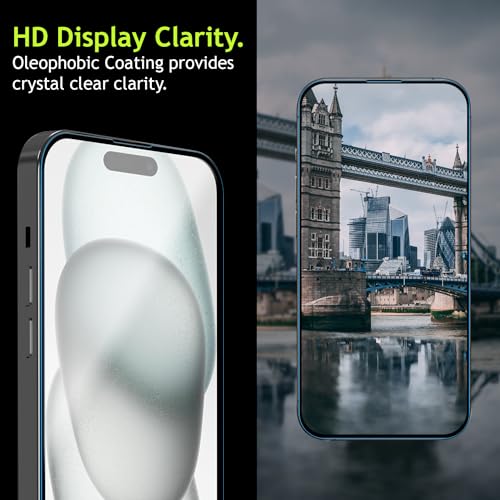 Amozo Easy Fit Tempered Glass Screen Protector Guard for iPhone 16 / iPhone 15 Edge To Edge Coverage (with easy applicator) - Pack of 2 4 51VLBYMnVsL