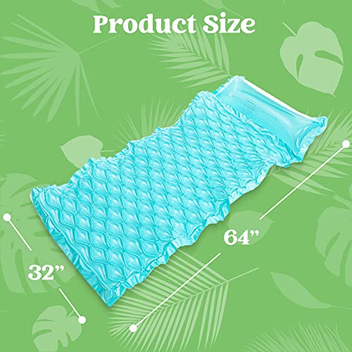 Sloosh Pocket Inflatable Floating Mat Swimming Pool Mattress Pool Mat Float Raft Lounge 2 Pieces(Blue, Purple) #TOP5