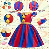 SIMSPEAR Circus Costume for Girls, Kids Cosplay Clown Outfit With Rainbow Wig, Nose, Bag, Gloves - Halloween Carnival Children's Costume Set - Image 4