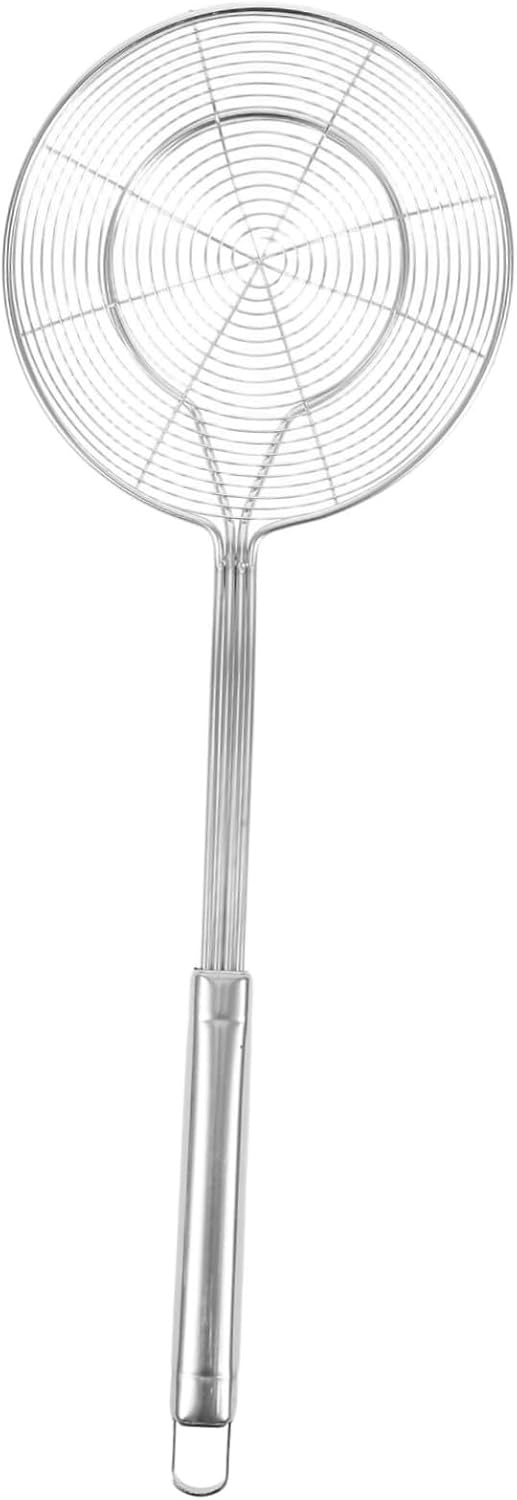 INOOMP 1Pc Stainless Steel Noodles Colander Diameter Frying Oil Strainer Spoon with Long Handle Mesh Kitchen Tool for Home Restaurant Cooking for French Fries Pasta