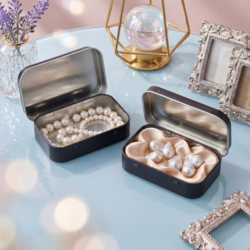 Image of Hotop 3 Pack Metal Rectangular Empty Hinged Tins 3.75 x 2.45 x 0.8 Inch Box Containers with Lids Mini Portable Box Small Storage Kit, Home Organizer (Black)