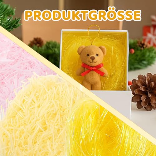 Füllmaterial Für Pakete, 208g Raffia Füllmaterial Geschenk, Stroh Deko Für Geschenkbox, Party Dekoration, 100g Champagner + 100g Hellrosa + 8g Goldfaden