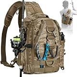 Piscifun 釣りタックルバックパック ロッド&ギアホルダー付き 軽量 アウトドア 釣り具収納バッグ ハイキング ハンティング カーキ カモフラージュ