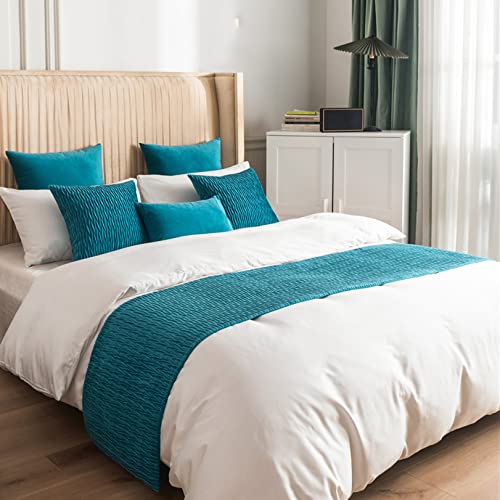 Bed Runner Hotel Bedding Scarf Double-Sided Dual-Use Bed Flag Family Bedroom Bed Tail Towel Wedding Bedding Stripes Decoration Accessories For Home Guestroom (Full/Queen/45*210Cm,6-Piece Set) #TOP1