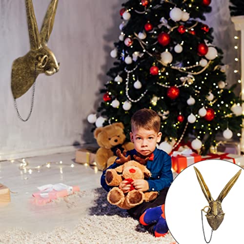 Eaarliyam Rabbit Head Wall Art, 3D Animal Heads Wall Hanging Sculptures, Resin Wall Hanging Mount Ornament, Retro Home Decoration Sculpture (10.43X5.51X3.94 Inch) #TOP2