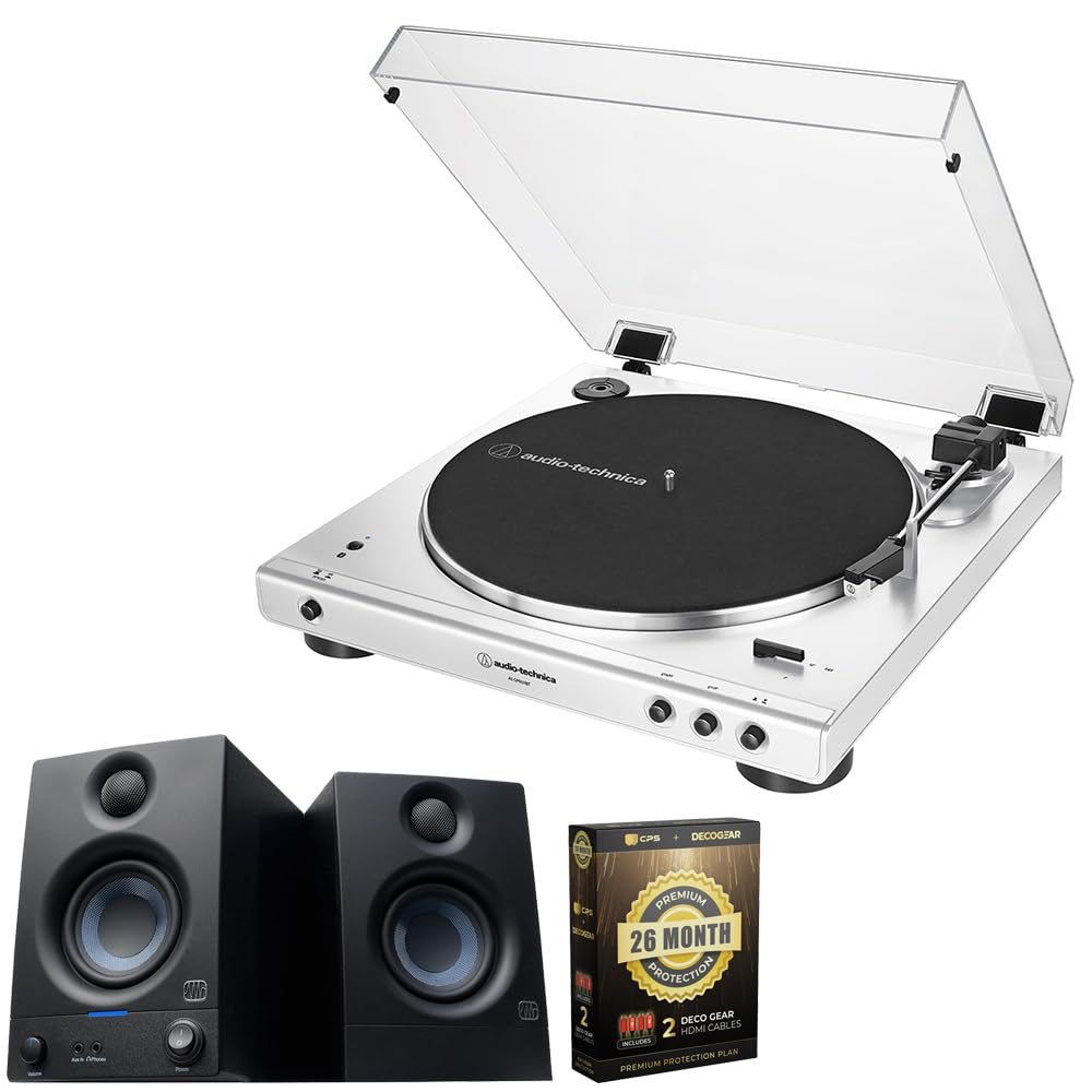AT-LP60XBT-WW Fully Automatic Wireless Belt-Drive Turntable with Bluetooth Bundle with Pr…