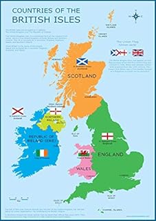 Wisdom Learning Great Britain Map - UK British Isles Childrens Wall Chart A3 (30cm x 42cm) Educational Childs Poster Art Print WallChart