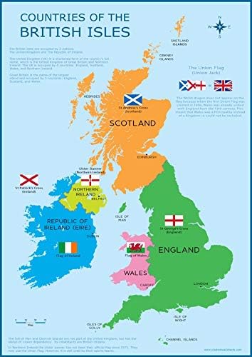 Wisdom Learning Great Britain Map - UK British Isles Childrens Wall Chart A3 (30cm x 42cm) Educational Childs Poster Art Print WallChart