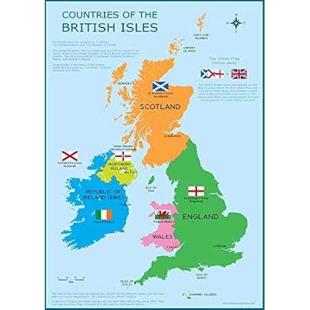 laminated Educational wall poster UK counties map GB Great Britain counties Poster : Amazon.co