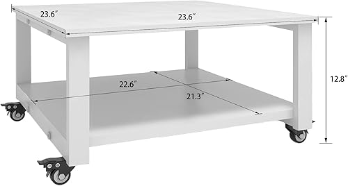 Miniatura 5 de Natwind Soporte para impresora láser de 2 niveles, mesa de impresora grande de 23.6 x 23.6 pulgadas, soporte de copiadora con ruedas, carrito de