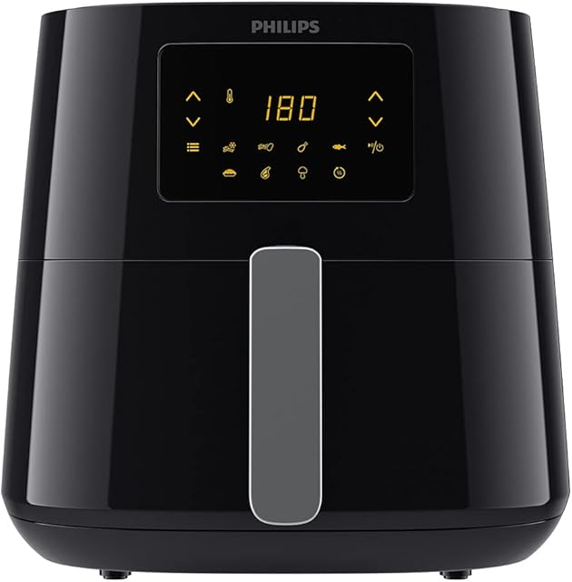 Philips Essential Airfryer XL - 6.2 L, 1.2 Kg, 2000 watt, 7 cook presets, Recipes (NutriU App), Digital display, Rapid Air Technology, Black (HD9270/91)