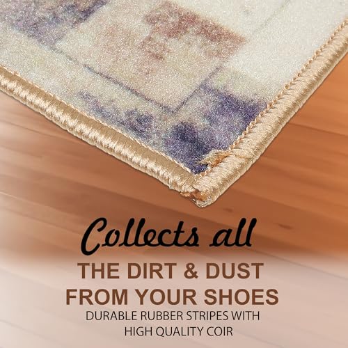 Image of HUES & SHADES Coir Door Mat for Outdoor Entrance - [37 x 57 cm] | Natural Coconut Fiber Brush Mat for Shoes Cleaning, Heavy Duty Non-Slip Doormat for Front Porch, Patio, Entryway (Square Brown)