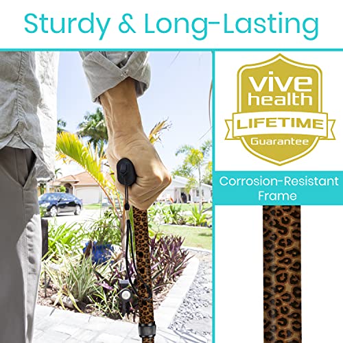 image for Vive Folding Cane - Foldable Walking Cane for Men, Women - Fold-up, Co
