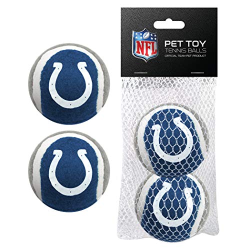 NFL INDIANAPOLIS COLTS TENNIS BALLS for DOGS & CATS - 2 piece set with Team Logo in Vibrant Team Color