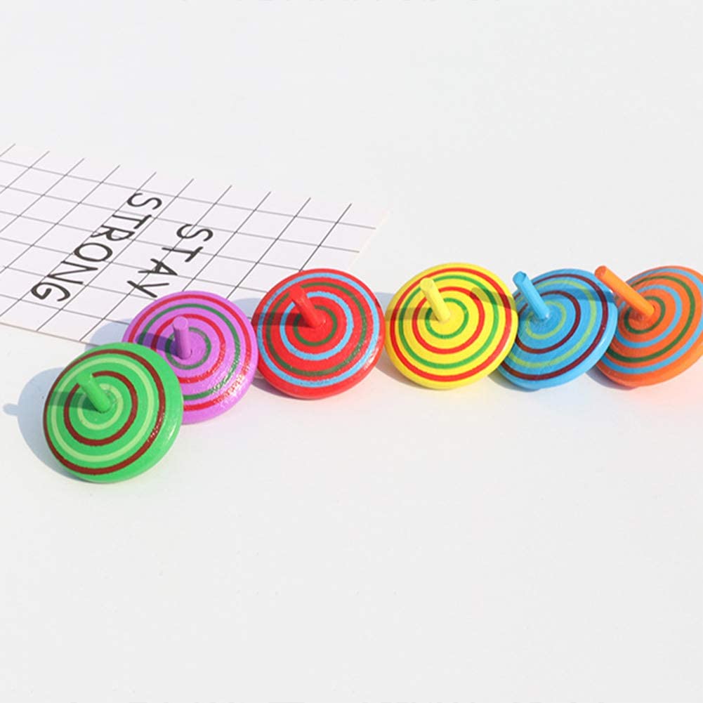 4Pcs Wooden Classic Colorful Spinning Tops Developmental Kids Stress Relieve Random Color, Random Colours, Standard - Image 4