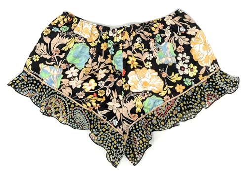 Victoria's Secret Satin PJ Pajama Shorts Sleepwear (Black Floral, Medium)