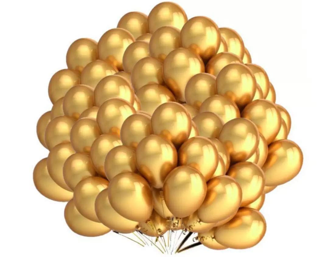 HemitoPremium Metallic Latex Balloons Pack of 50 Golden for Decoration (Golden, Pack of 50)