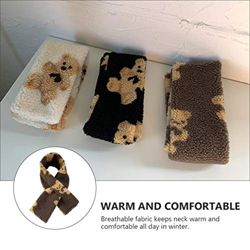 VALICLUD Padrão de Urso Cachecol de Pelúcia Quente Lã de Ovelha Inverno Fofo Xale Grosso Cachecóis d