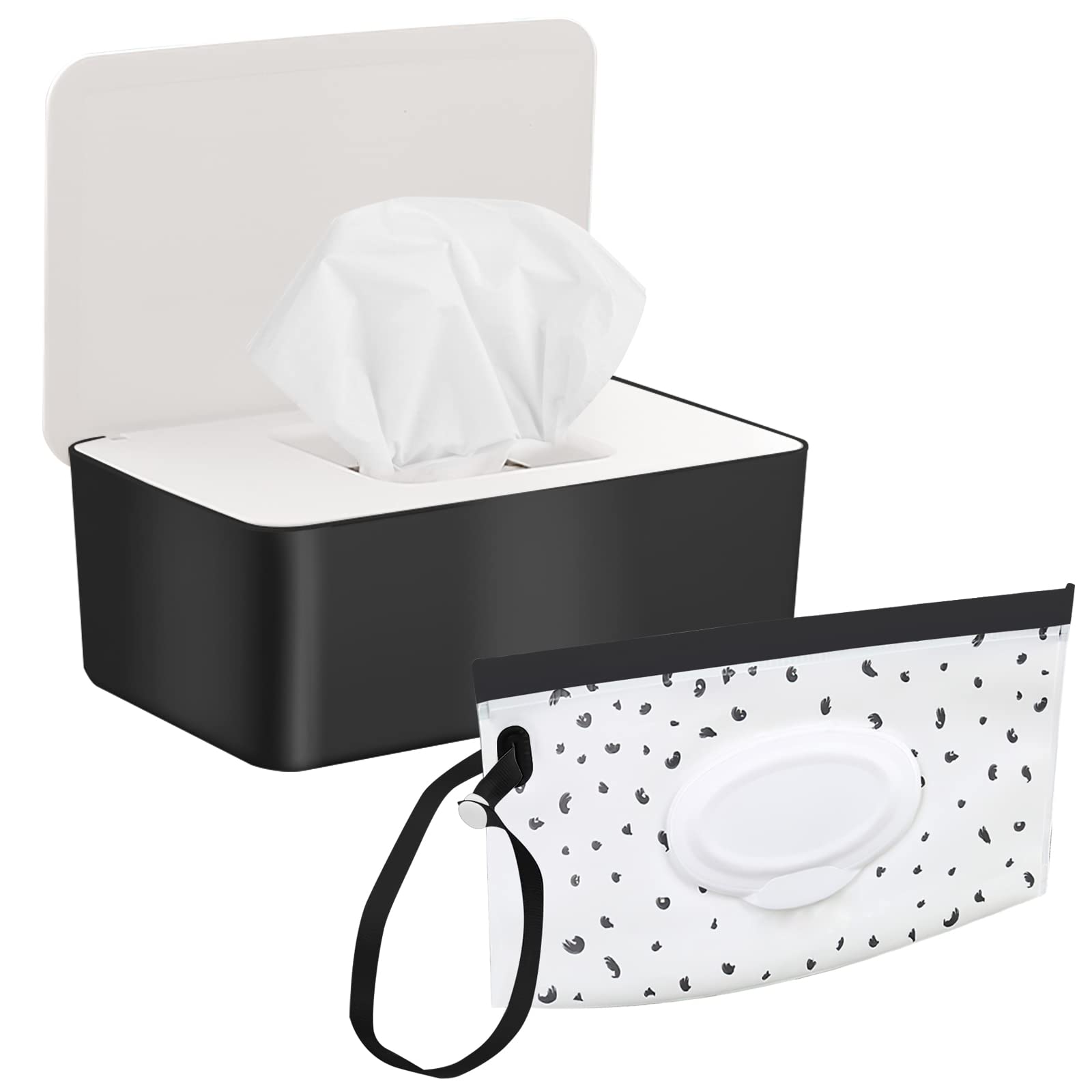 2 Pack Baby Wipe Dispenser, Portable Wet Wipe Pouch, Reusable & Refillable Reusable Travel Wet Wipe Pouch for Bathroom Baby Nursery with Cover Sealed