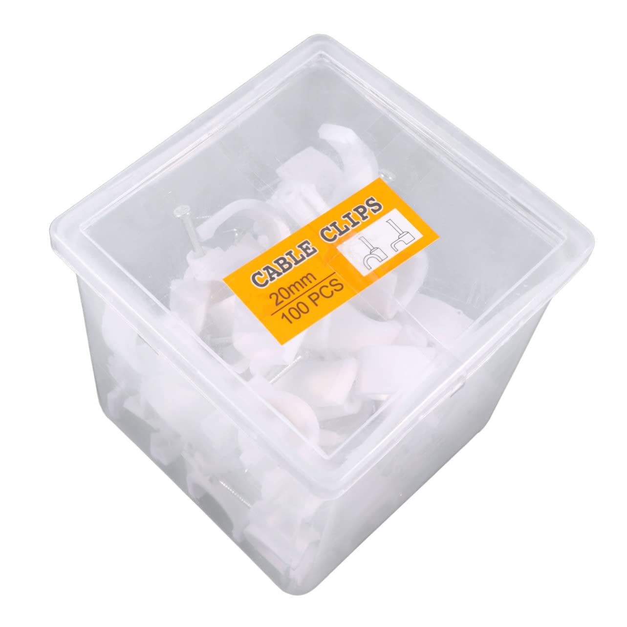 NUOBESTY Lot de 100 Clips de Câble en Pvc Blanc, Clous en Acier, Fixation Murale pour Tubes Cuivre, Installation Facile pour Câblage Intérieur