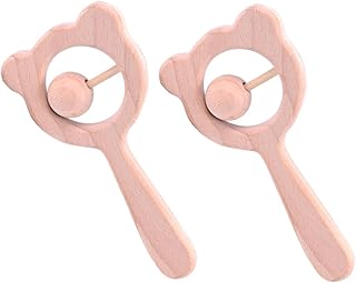 Toyvian 2 Peças Vara De Dentição Brinquedo Infantil Brinquedos Naturais Para Bebês Mordedor Molar Mordedor De Grau Alimentício Chocalho De Faia Mordedor Ferramenta Calmante Chocalho