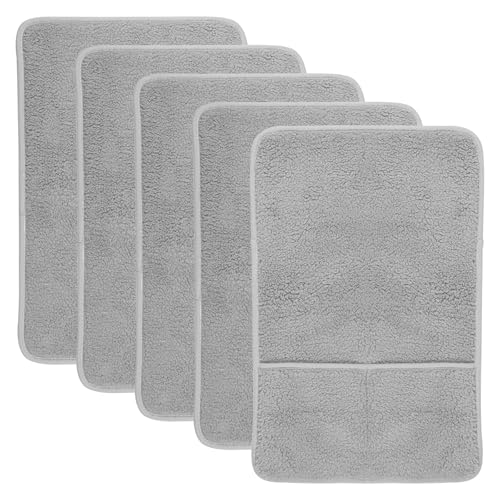 CBWERBB 5 Pack Sofa Armrest Cover with Side Storage Pockets Lambswool Sofa Arm Protector Non Slip Armrest Chair Covers Washable Chair Arm Cover for Recliner Chair Armchair (Grey)