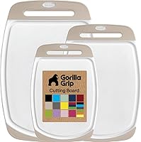 Vista 22 de Gorilla Grip - Tabla de cortar extragrande, mango de fácil agarre, surcos para jugos, antideslizante y gruesa. Apta para lavavajillas, no porosa