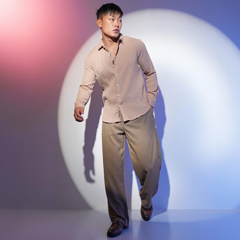 Image of CAHOOT Men's Solid Utility Shirt | Casual Wear | Spread Collar | Long Sleeve | Button Closure | Shirt Crafted with Comfort Fit for Everyday Wear