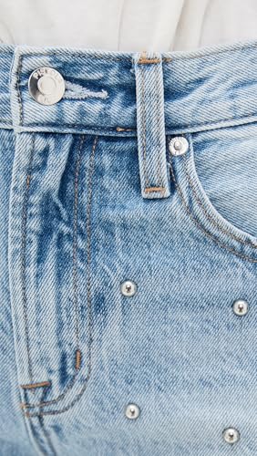 Image of PISTOLA - Lexi Mid Rise, Signature Bowed Straight Jeans - Light Denim Jeans