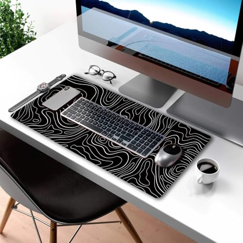 HGWALP Black Topographic Large Gaming Mouse Pad Extended XXL Mouse Mat Long Desk Pad
