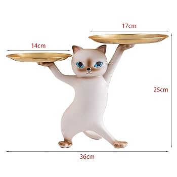 猫の置き物 Amazon.co.jp: kanoroto 玄関 収納 皿を捧げる猫 鍵置き トレー